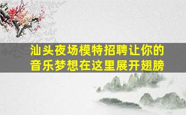 汕头夜场模特招聘让你的音乐梦想在这里展开翅膀